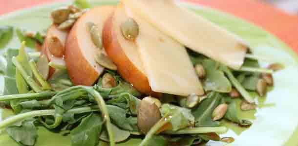 Arugula Salad with Pears and Pepitas. Low carb and weight loss surgery friendly!