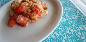 Tomato Basil Queso over Chicken. Low carb and weight loss surgery friendly!