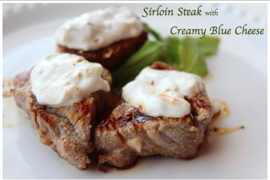 Sirloin Steak with Creamy Blue Cheese - low carb, low fat and bariatric friendly 