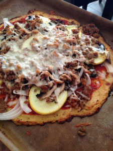 Loaded Pizza with Cauliflower Crust - low carb and weight loss surgery recipes 