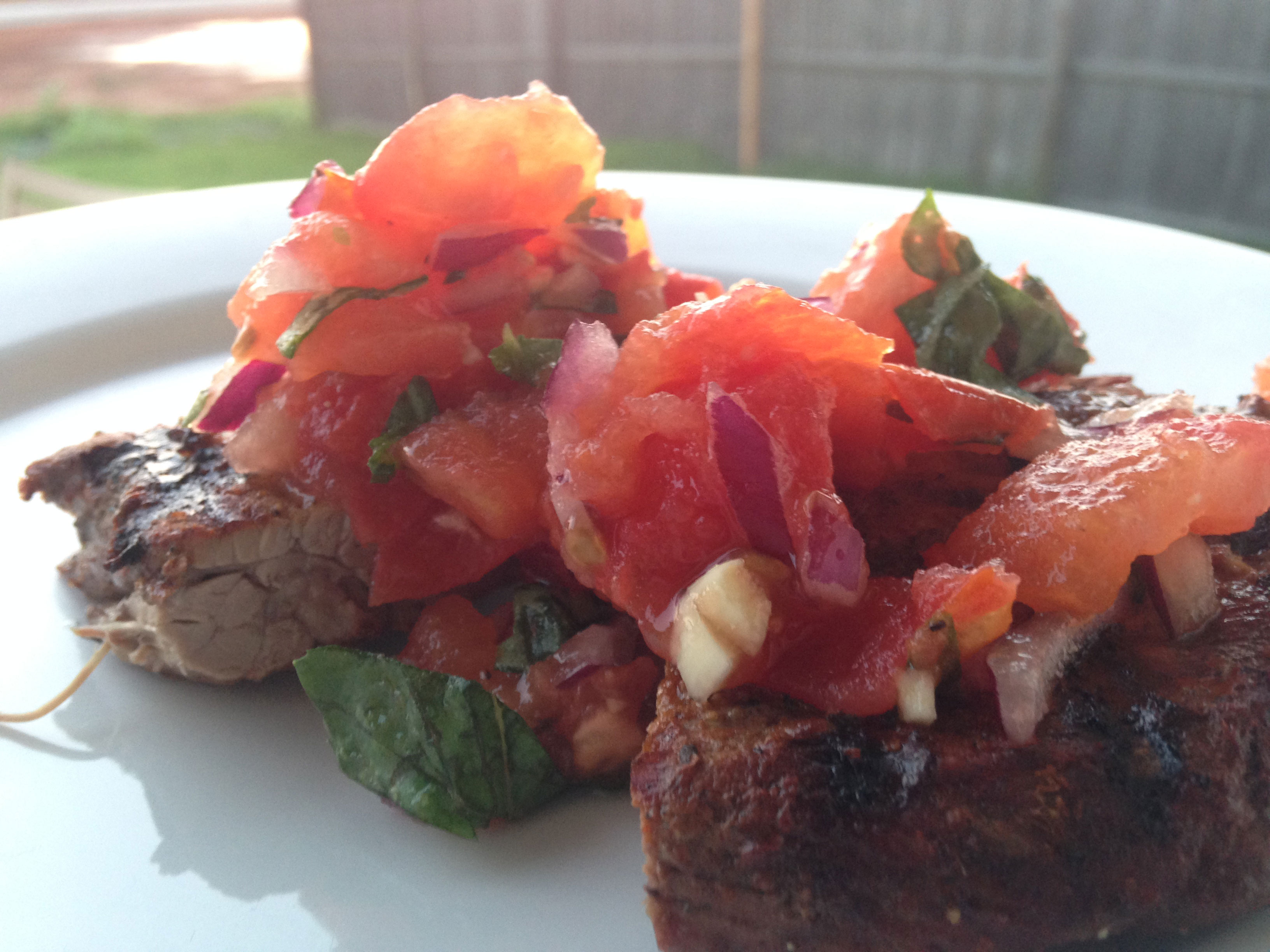 Bruschetta Topped Steaks - Low Carb and Bariatric Friendly 