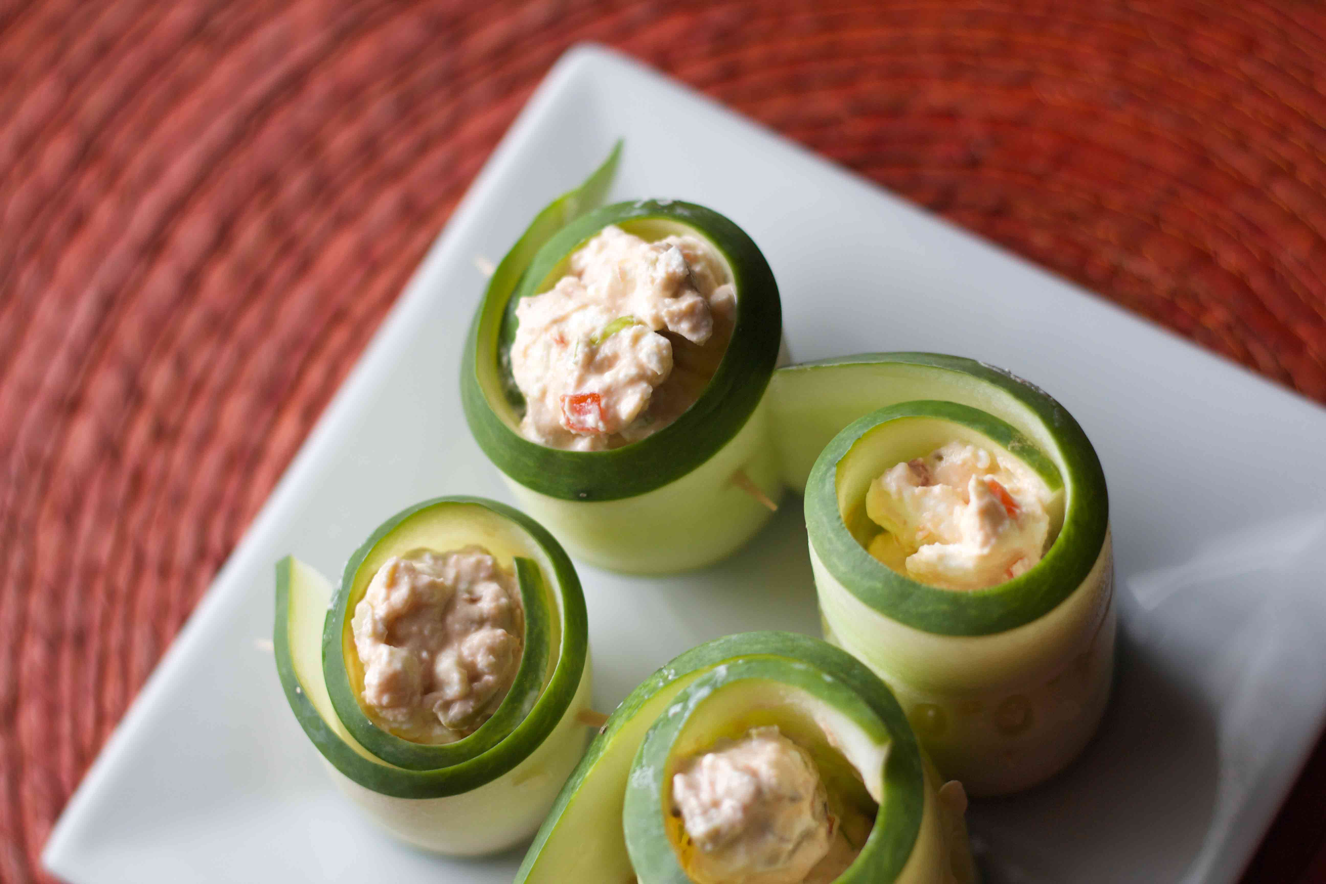 Cucumber Feta Rolls. Low carb snacks great for weight loss surgery patients.