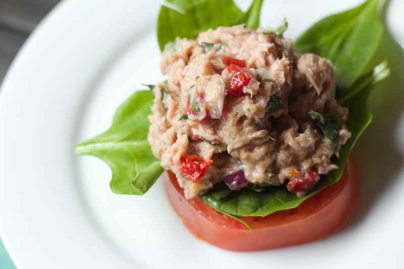 Tuscan Tuna Salad - Low Carb and Bariatric Friendly Recipe. Great for lunch or if you need to be on a softer diet (omit some veggies) 