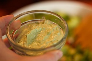 Avocado and Greek Yogurt for Salad Dressing on a yummy California Cobb Salad. 